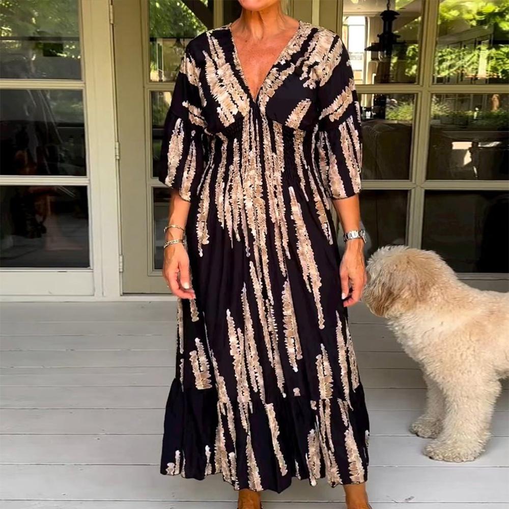 Macey – Printed V-Neck Maxi Dress