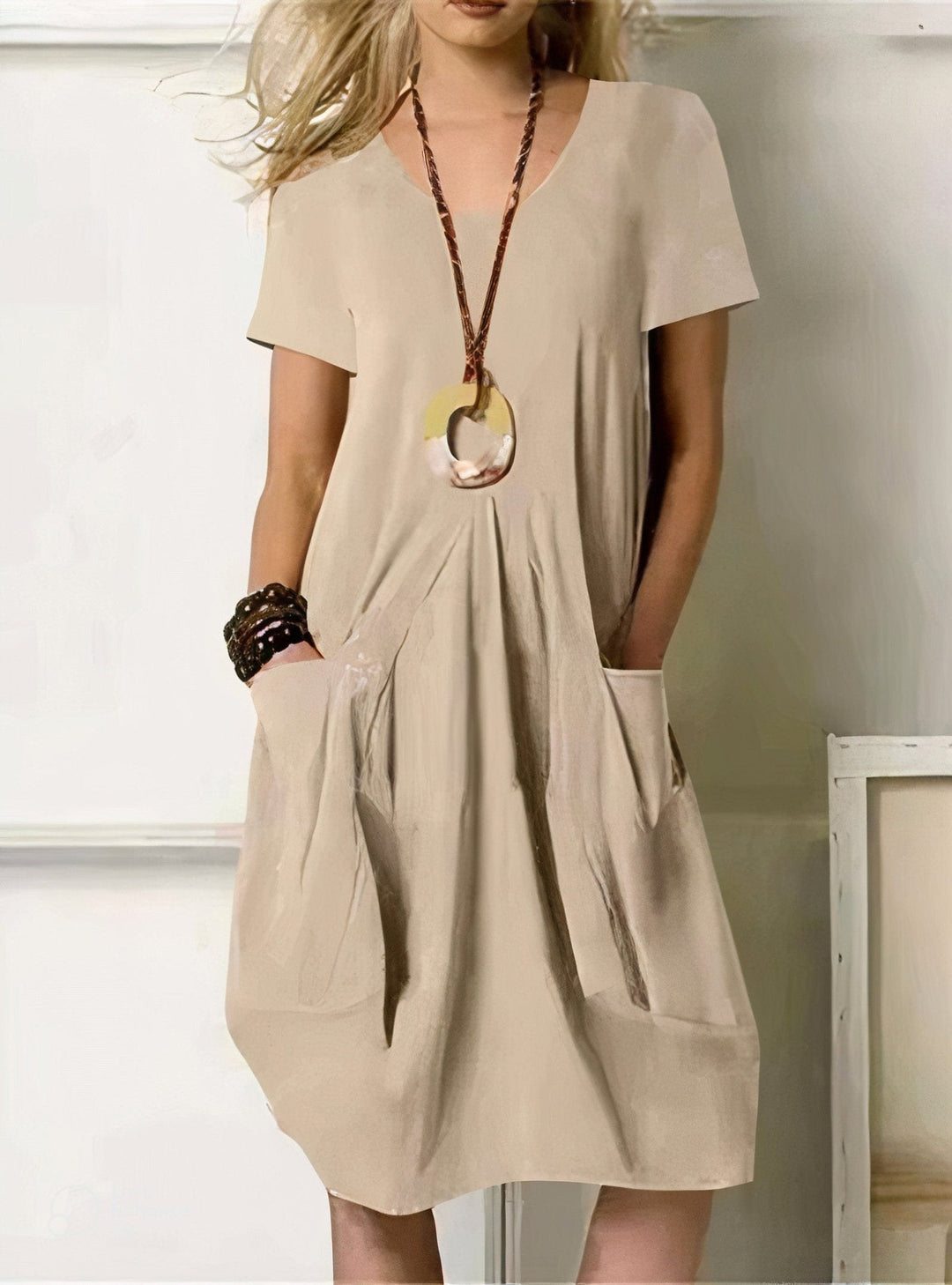 Kwani – Midi Dress with Pockets V-neck