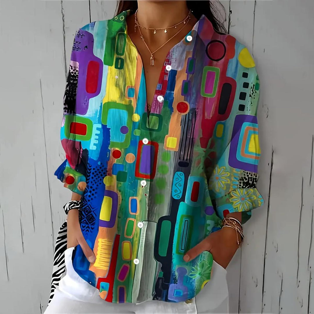 Mila – Button-Up Shirt with Printed Long Sleeves