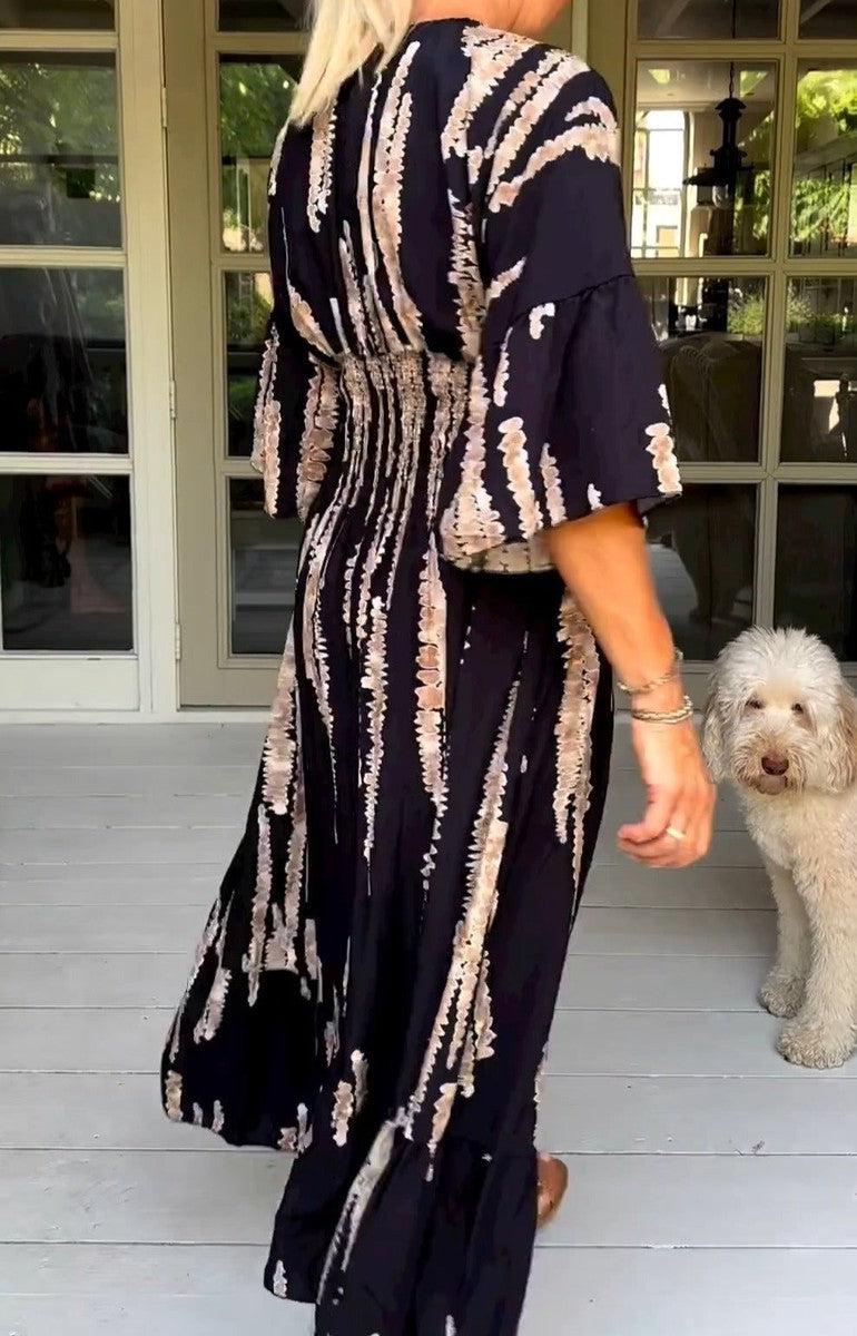 Macey – Printed V-Neck Maxi Dress