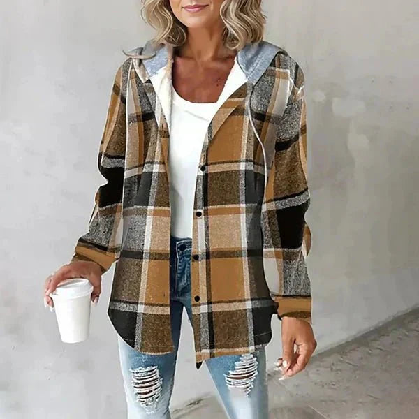 Lorenza – Checkered Hooded Longline Jacket