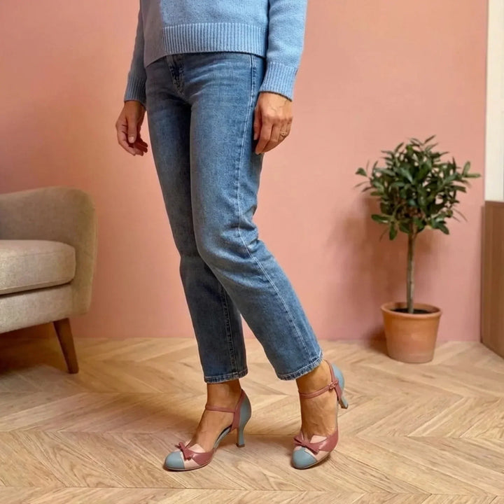 Ruby | Vintage Two-Tone Bow Heels