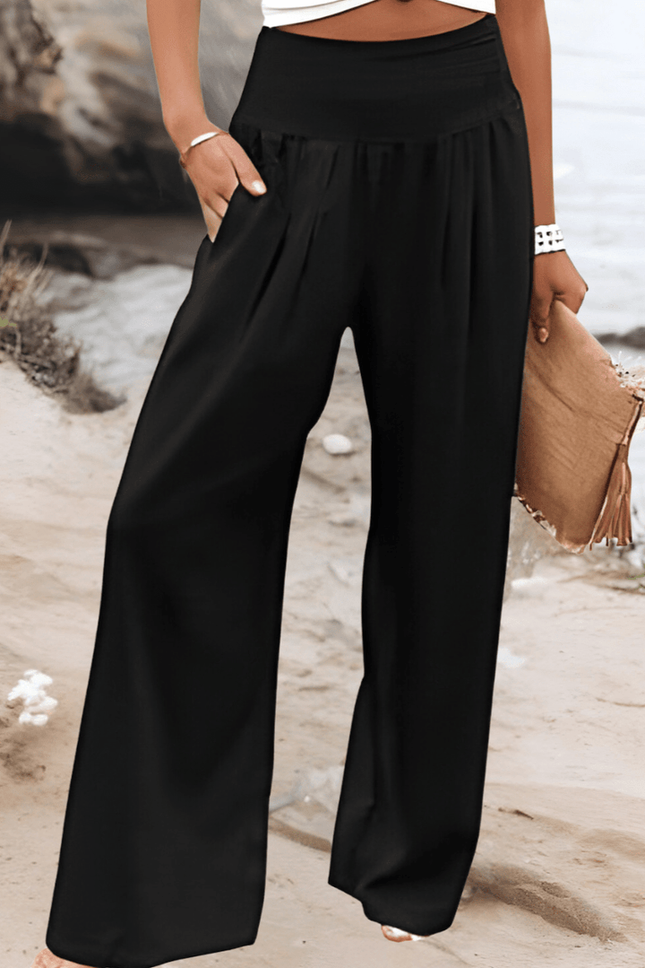 Elaroy – Wide Leg Pants with Smocked Waistband