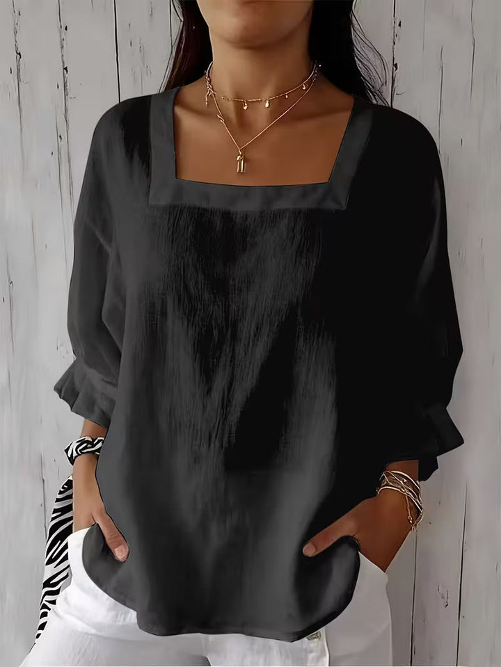 Alvessa - Long Sleeve Blouse with Square Neckline