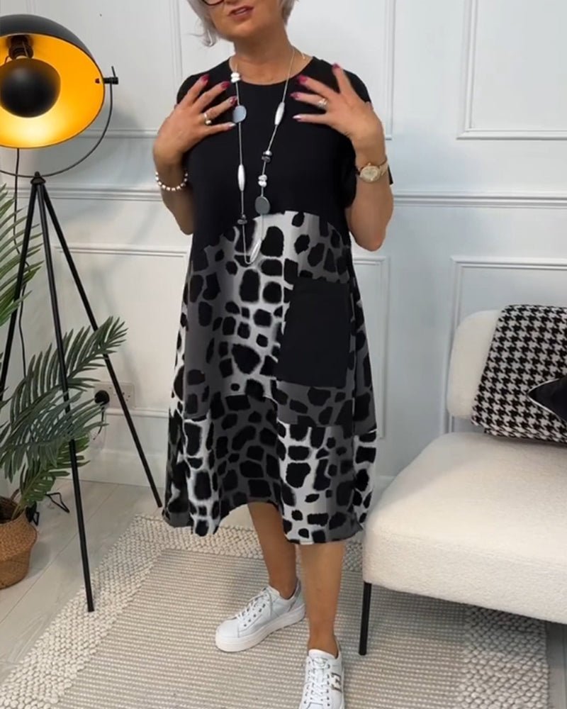 Cassandra – Printed Midi Dress with Pockets