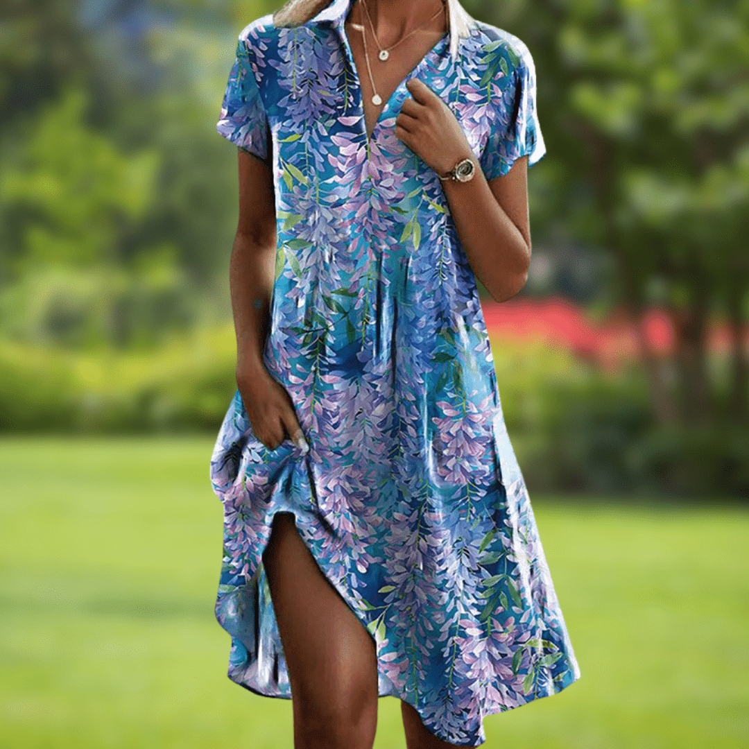 Firi – V-Neck Floral Midi Dress