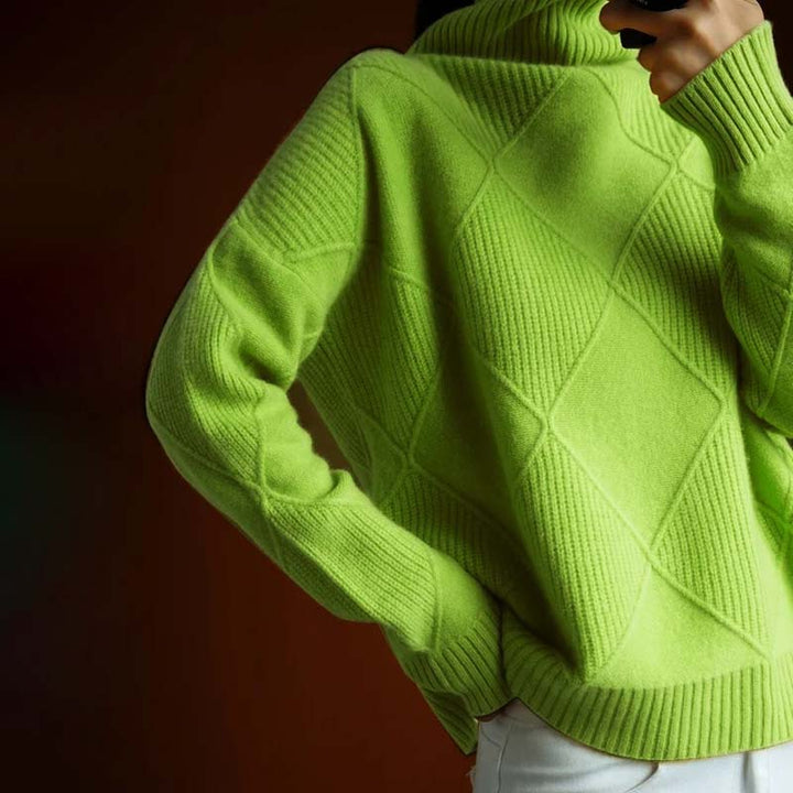 Kylie | Textured Turtleneck Knit Sweater