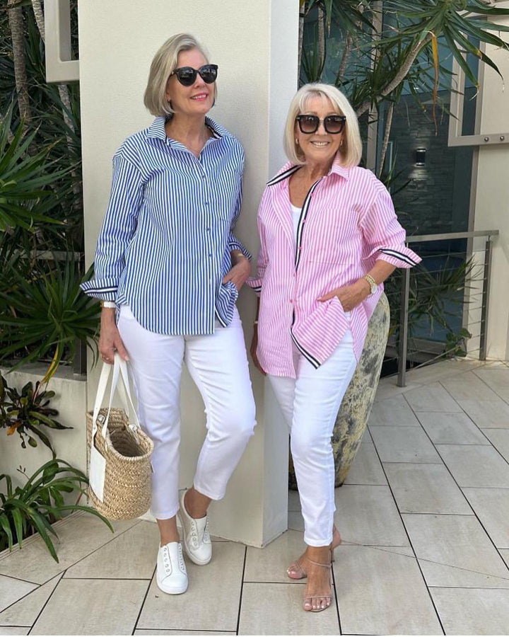 Lisette – Striped Button-Down Blouse