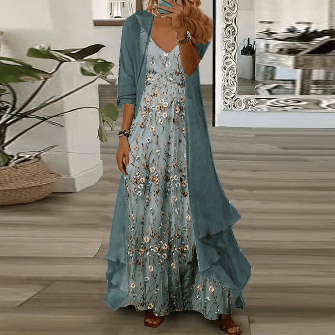 Thea – Floral Maxi Dress with V-Neck