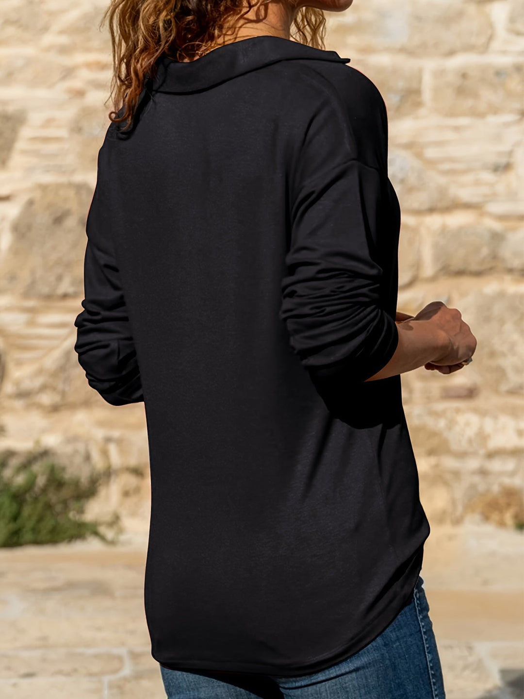 Charlene – Long-Sleeve Top with Zipper Detail