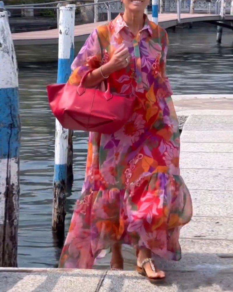 Tasia – Floral Maxi Dress with Lantern Sleeves