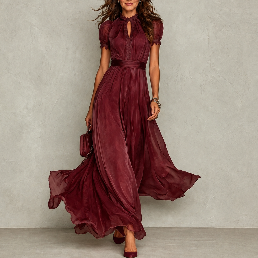 Zoey | Ruffle Neck Pleated Dress