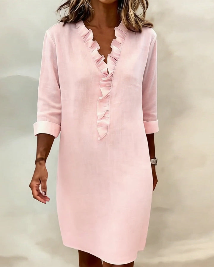 Meredith | Ruffled V-Neck Dress