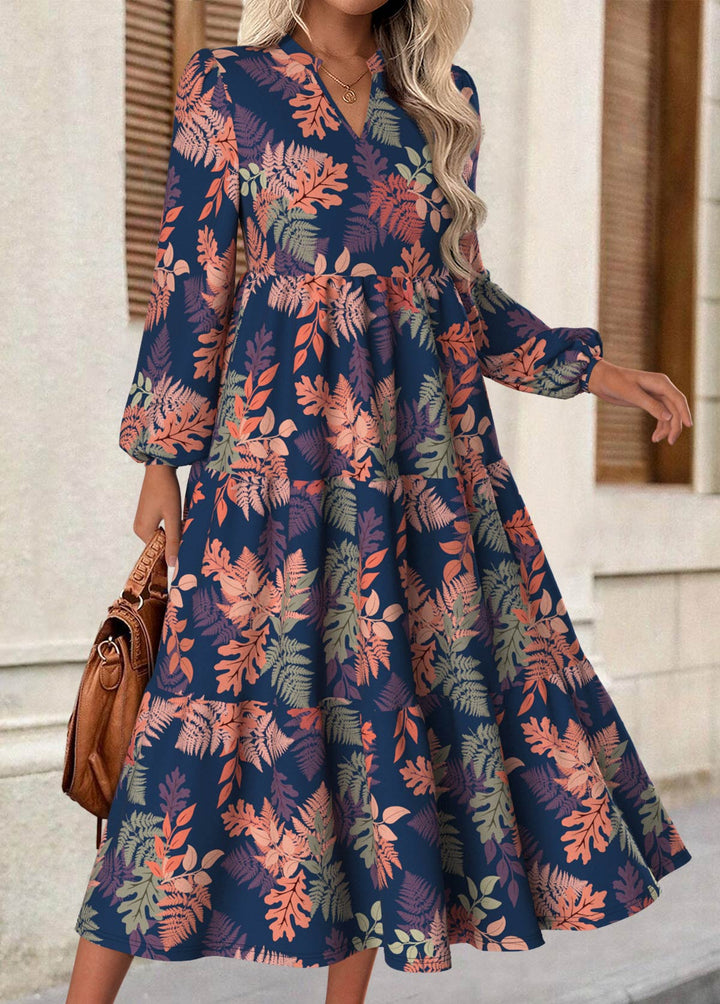 Rina – Floral Midi Dress with Puff Sleeves