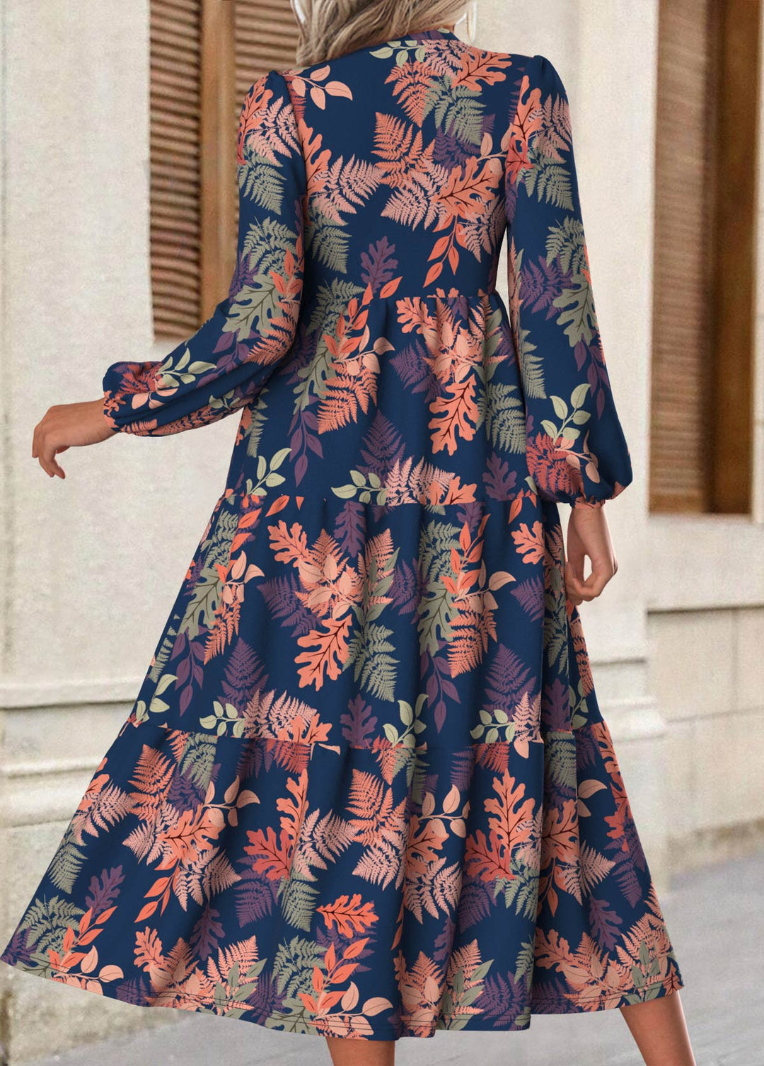 Rina – Floral Midi Dress with Puff Sleeves