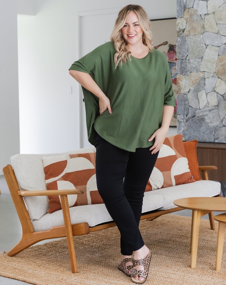Mary – Batwing Knit Top with High-Low Hem