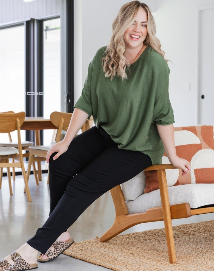 Mary – Batwing Knit Top with High-Low Hem
