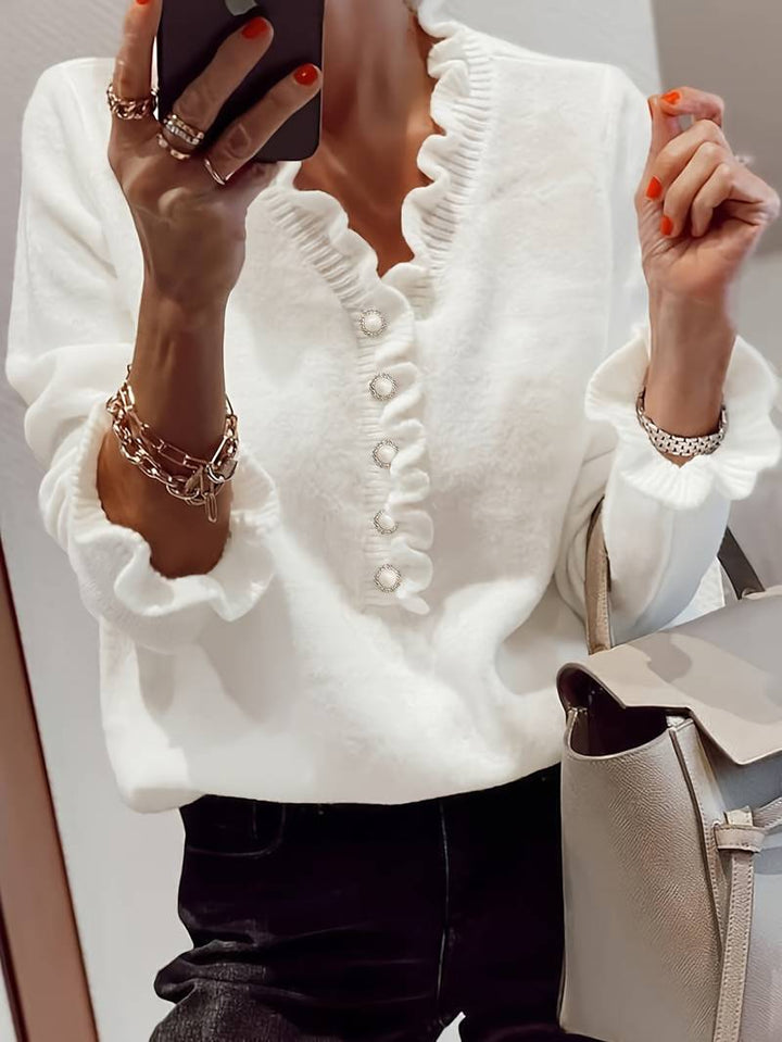 Mara – V-Neck Button Sweater