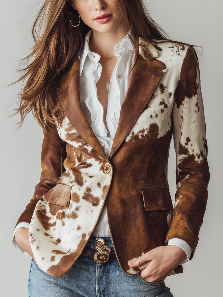 Agata | Blazer Vintage Stampa Mucca Eco-Responsabile