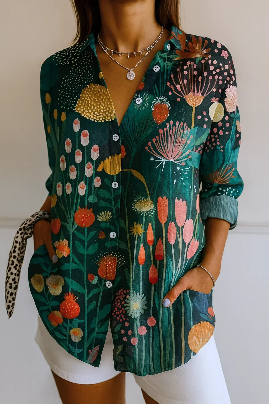 Astra – Colorful Printed Blouse with Gathered Waist