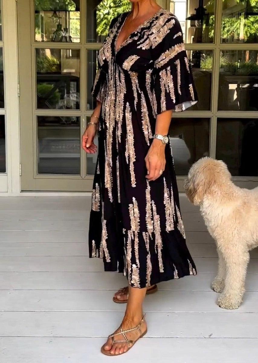 Macey – Printed V-Neck Maxi Dress