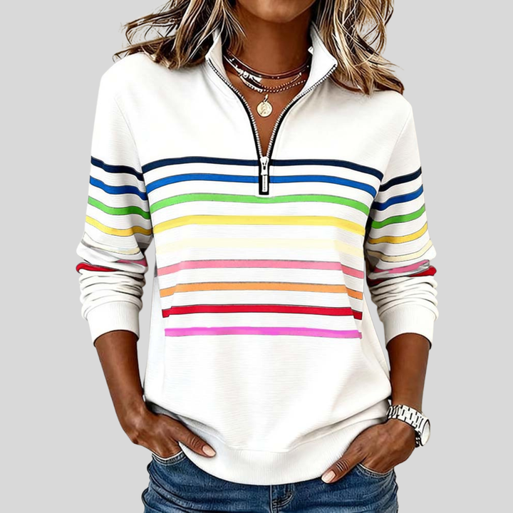 Colorful Striped Quarter-Zip Sweatshirt