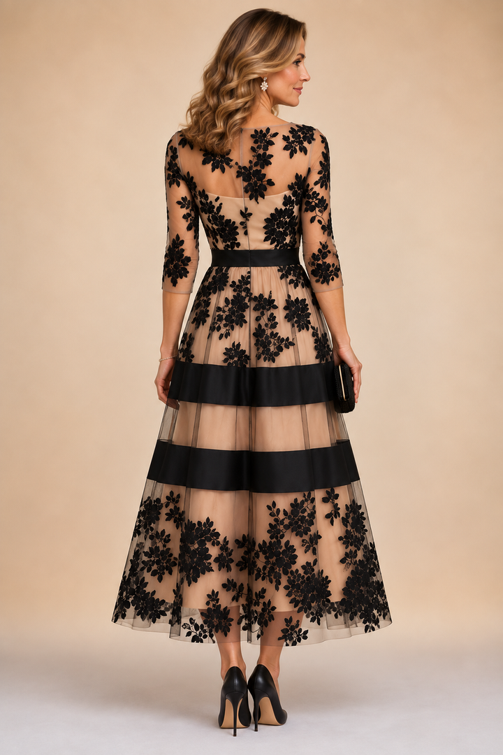 Adeline Floral Midi Evening Dress