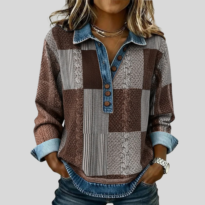 Color Block Print Sweater