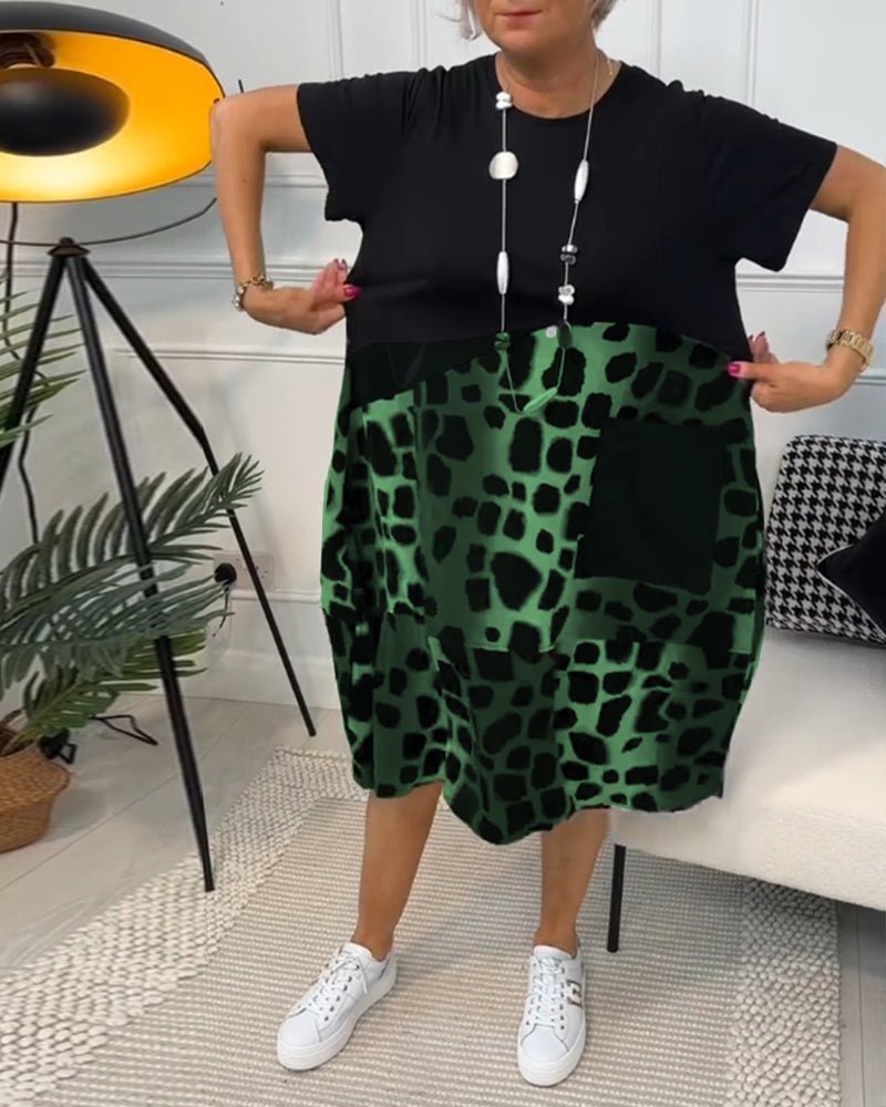 Cassandra – Printed Midi Dress with Pockets