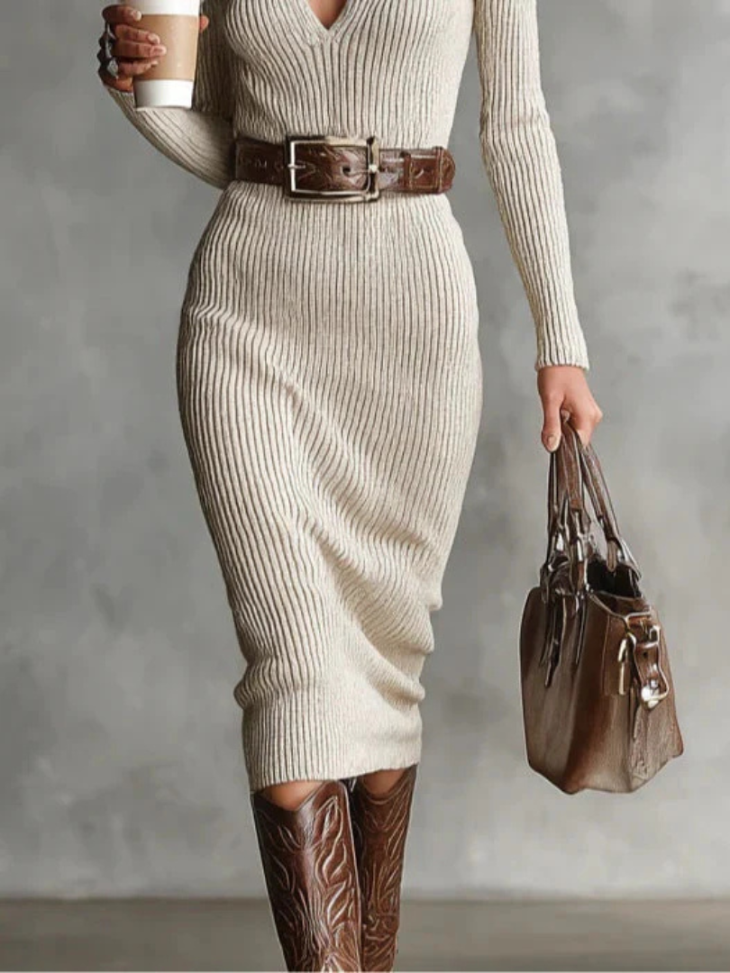Amara™ | Ribbed Knit Winter Dress