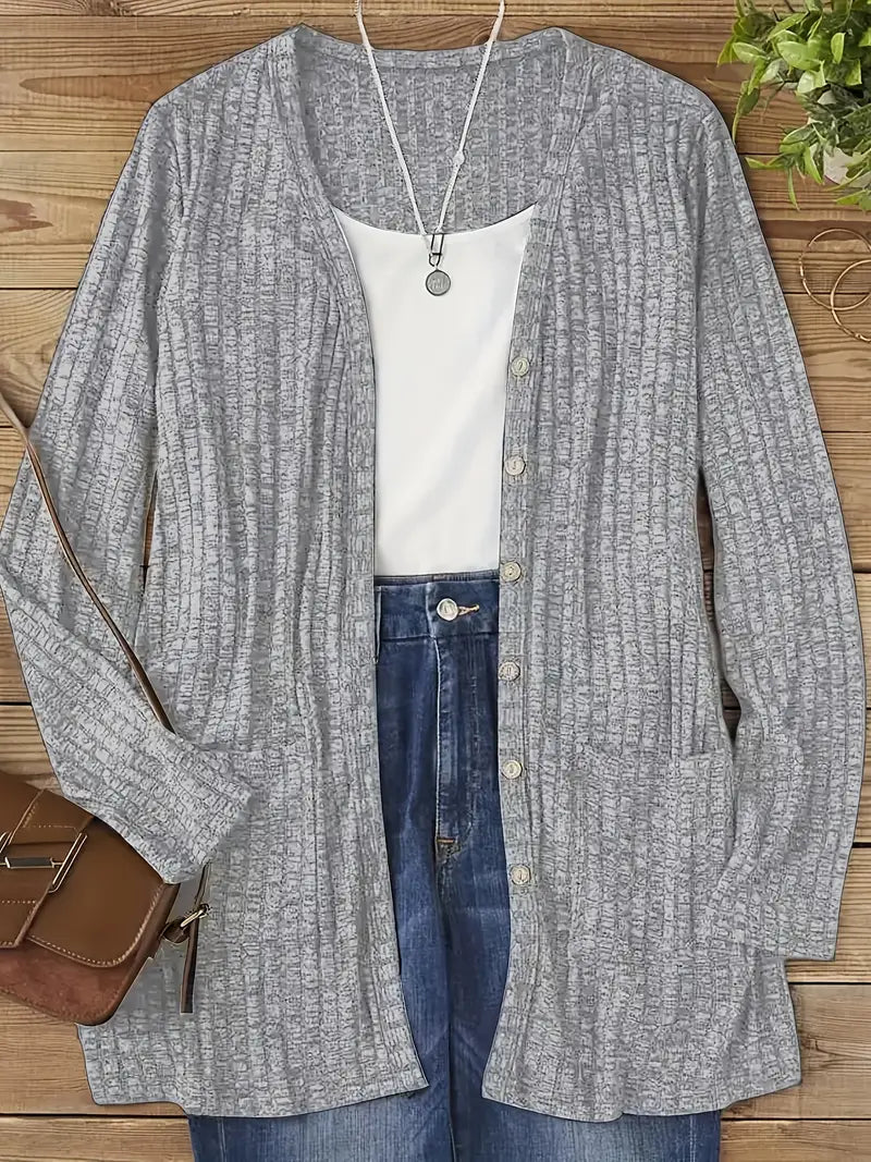 Melody – Longline Button-Front Cardigan