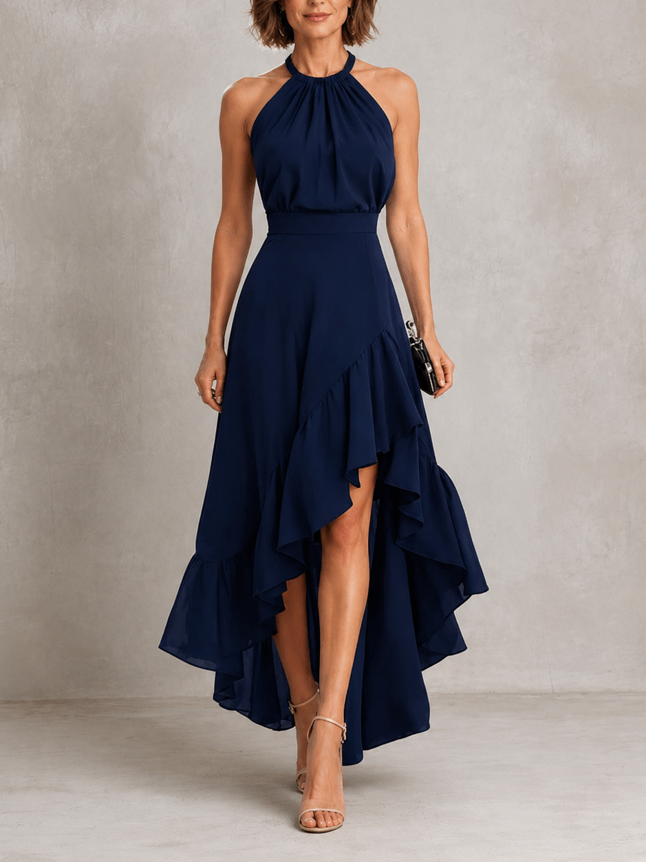 Chloe | Halter Ruffle Hem Dress