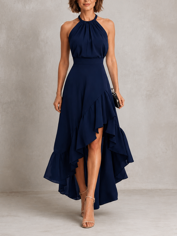 Chloe | Halter Ruffle Hem Dress