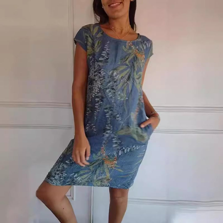 Sunniva – Midi Dress with Botanical Print