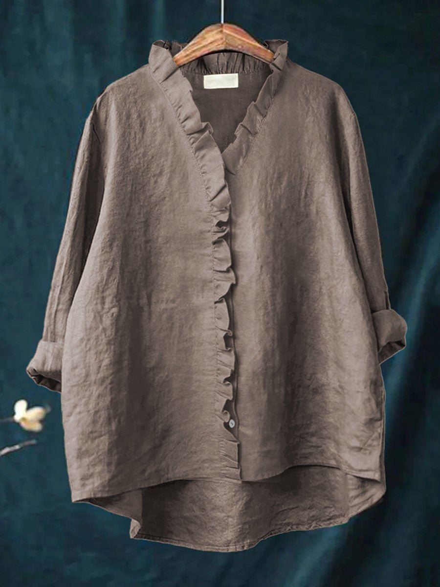 Rica – Ruffle Blouse with Vintage-Inspired Collar