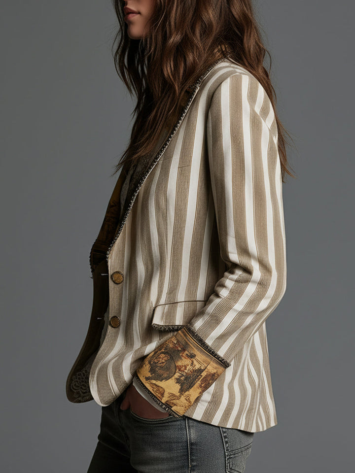 Sabrina | Printed Striped Blazer