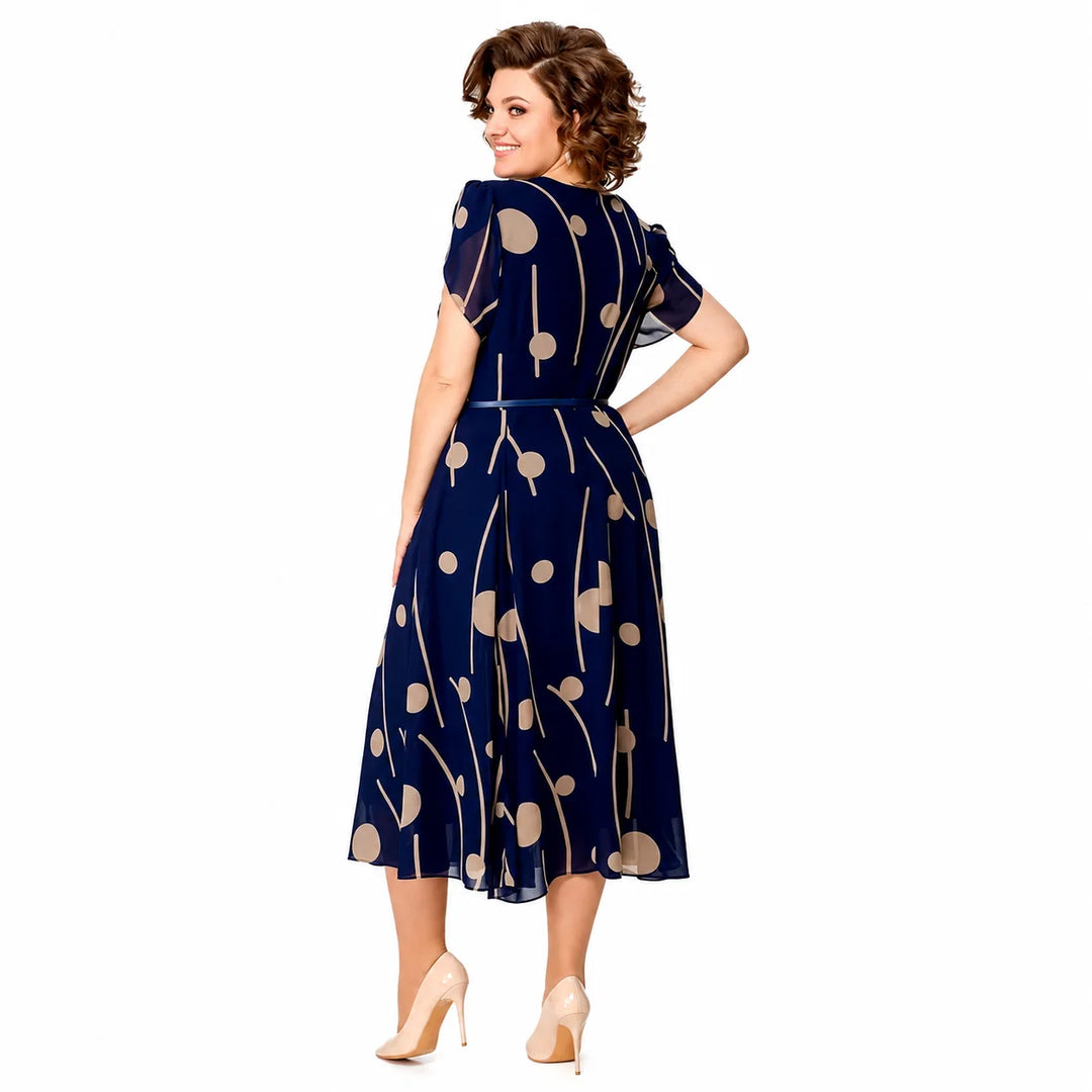 Ivy™ Navy Polka Dot Print Midi Dress