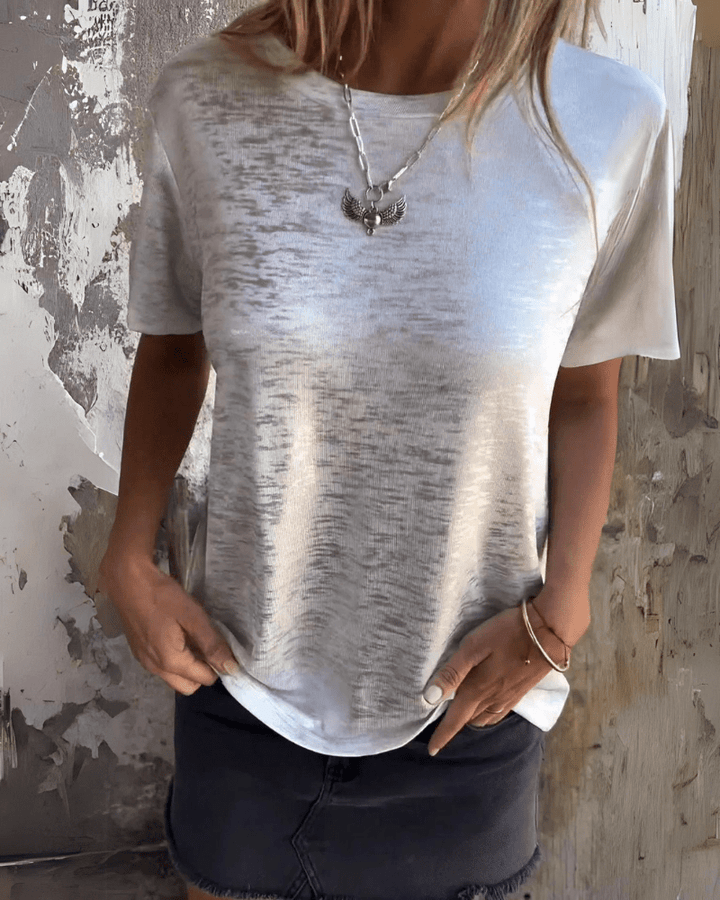 Melanie – Tee with Hot Stamp Sleeve Detail
