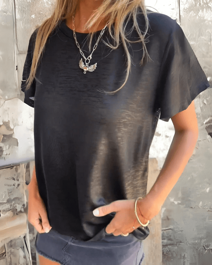 Melanie – Tee with Hot Stamp Sleeve Detail