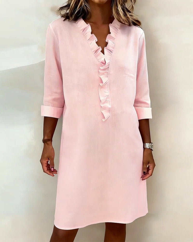 Meredith | Ruffled V-Neck Dress