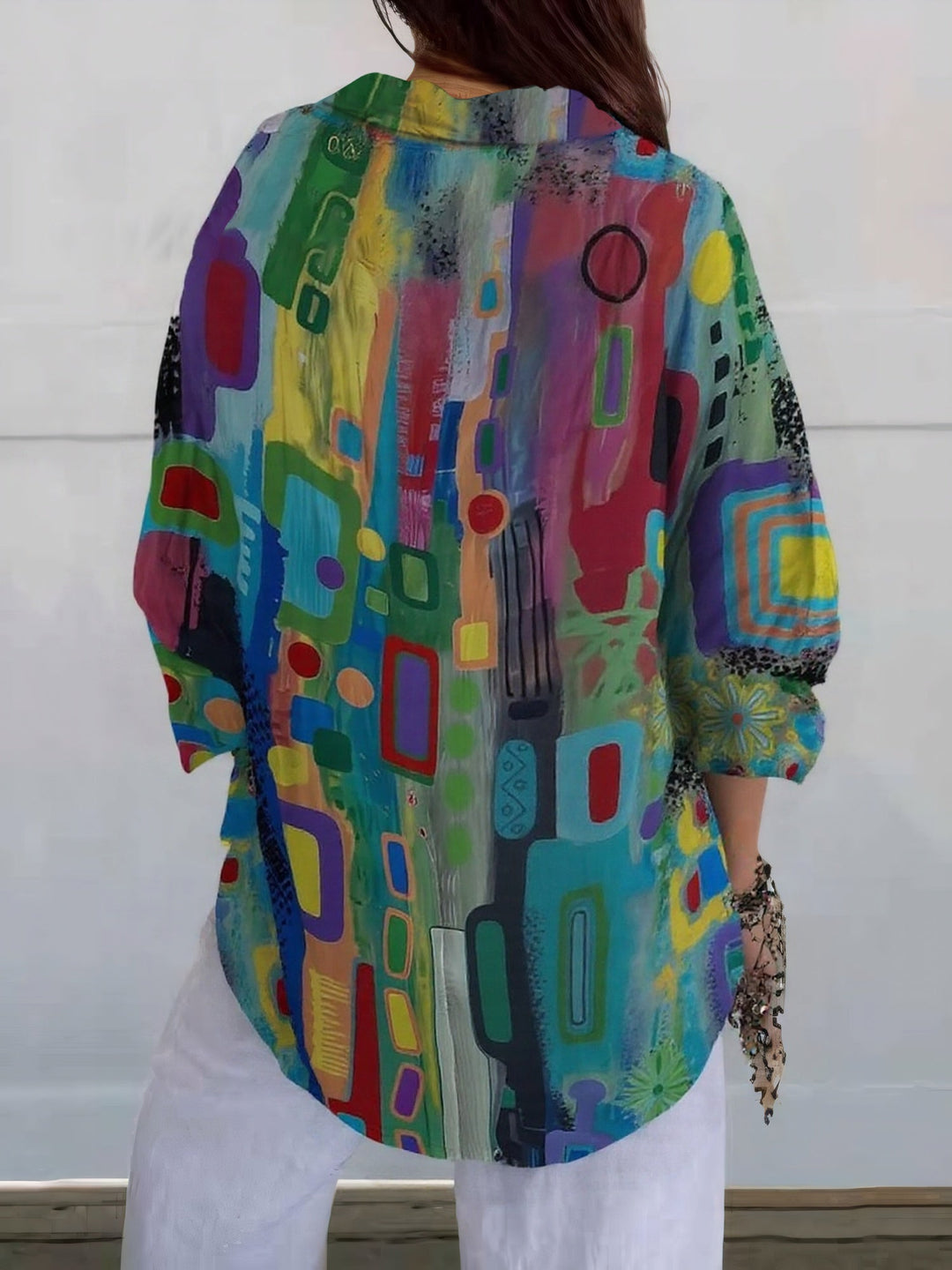 Mila – Button-Up Shirt with Printed Long Sleeves