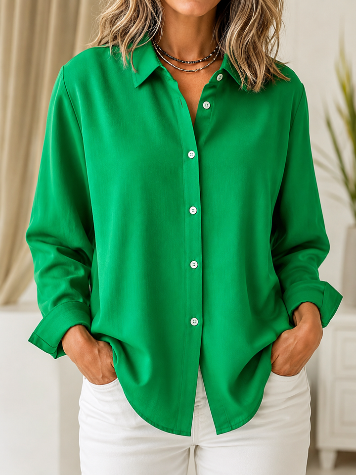 Margaret | Classic Solid Button Front Blouse
