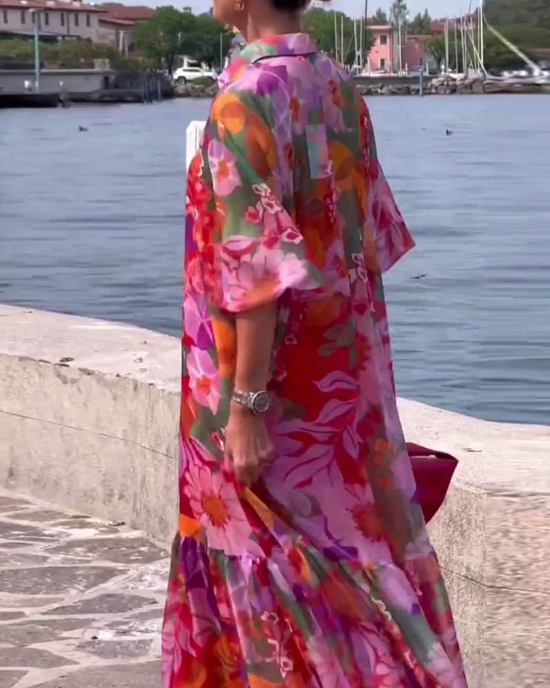 Tasia – Floral Maxi Dress with Lantern Sleeves
