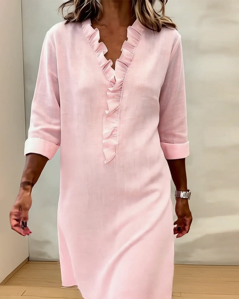 Meredith | Ruffled V-Neck Dress