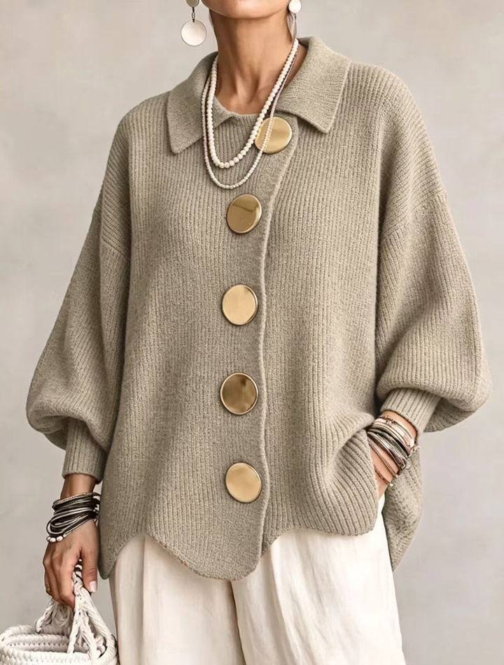 Isadora | Oversized Collared Button Cardigan