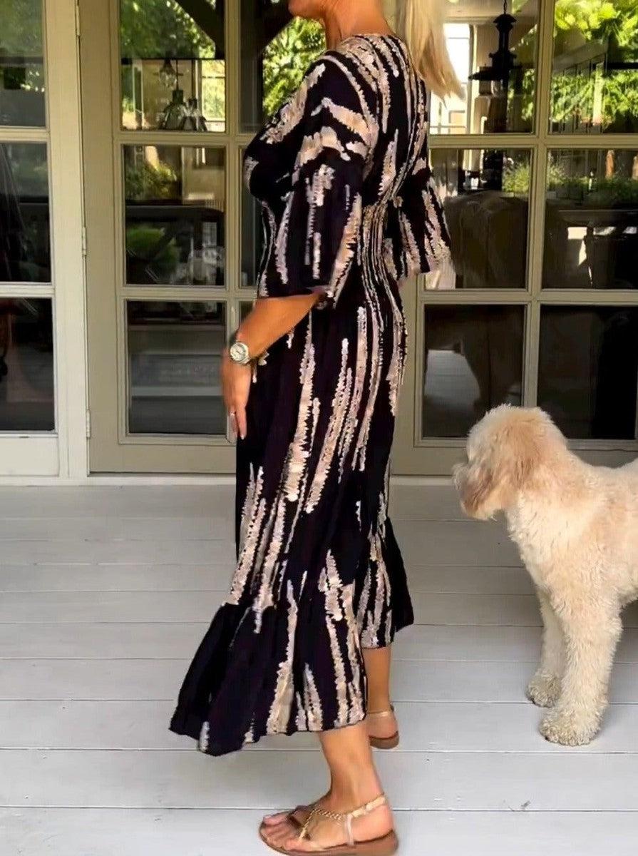 Macey – Printed V-Neck Maxi Dress
