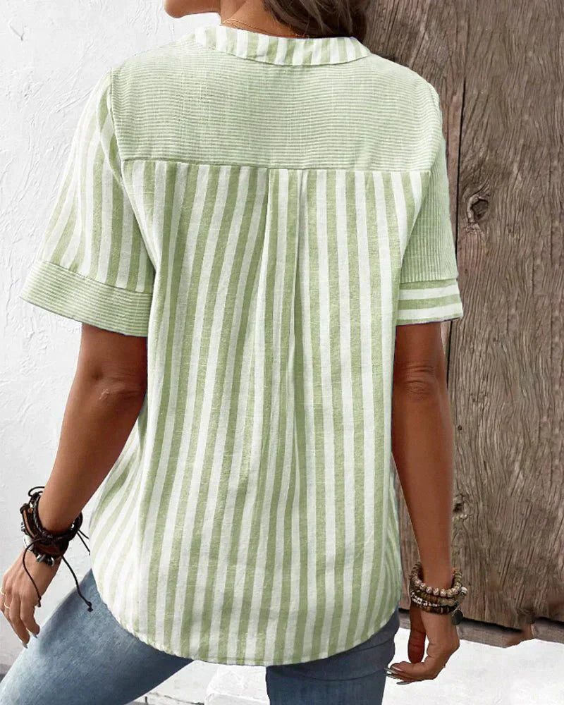 Lila – Striped Blouse with Flared Sleeves