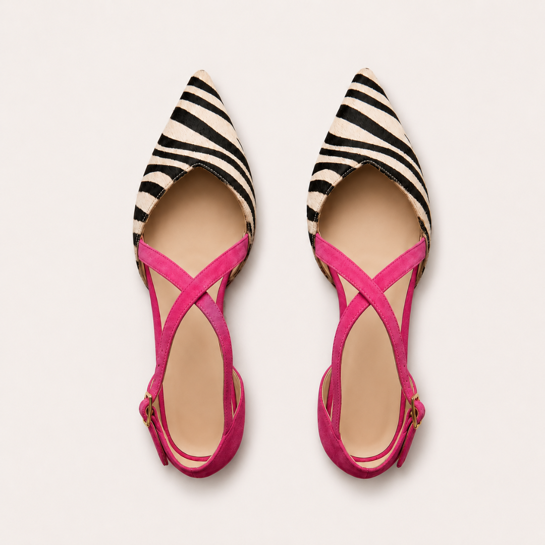 Vanessa | Two-Tone Cross Strap Flats