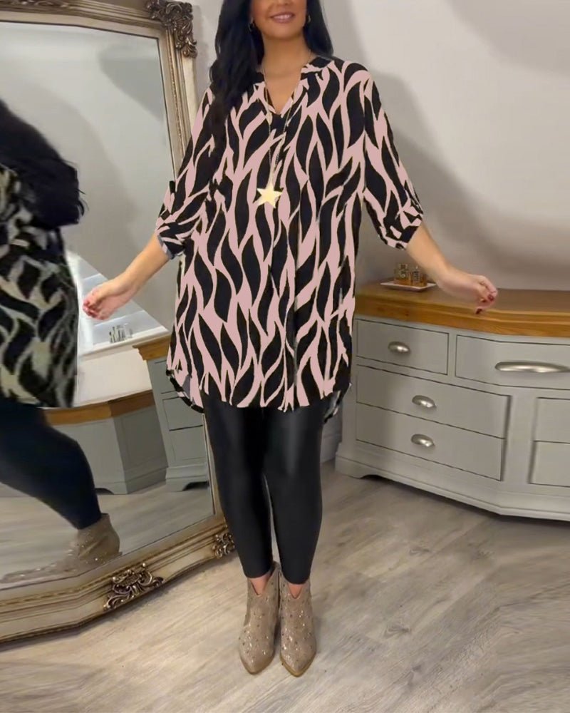 Chelsie – Printed V-Neck Blouse