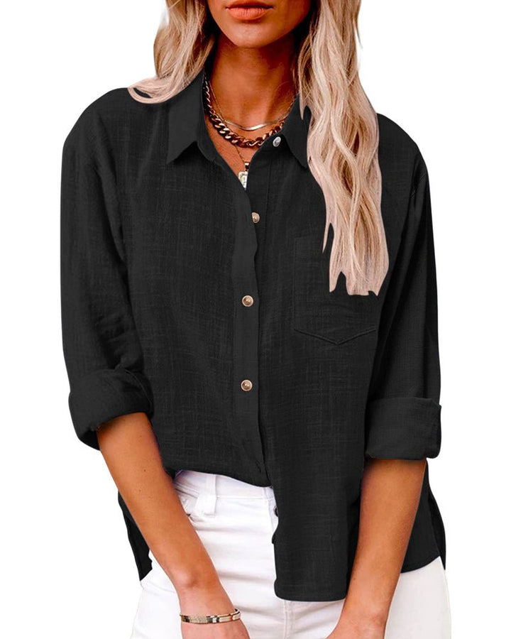 Eucalyptus – Luxe Sunset Long Sleeve Collared Top